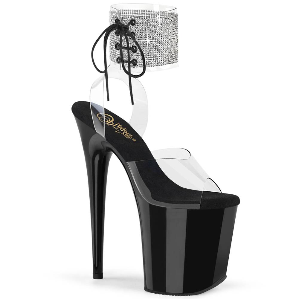 Pleaser - FLAMINGO8912RS Sandale à bride à la cheville, Pole dance chaussures - Noir/Noir Product image
